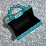 Acrylic Party Box in Light Blue with Beaded Handle