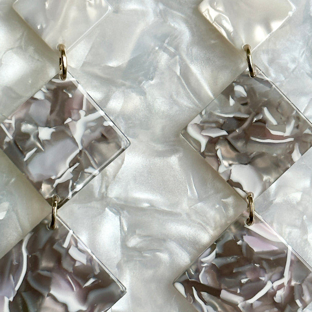 Double Diamond Drop Earrings in London Fog