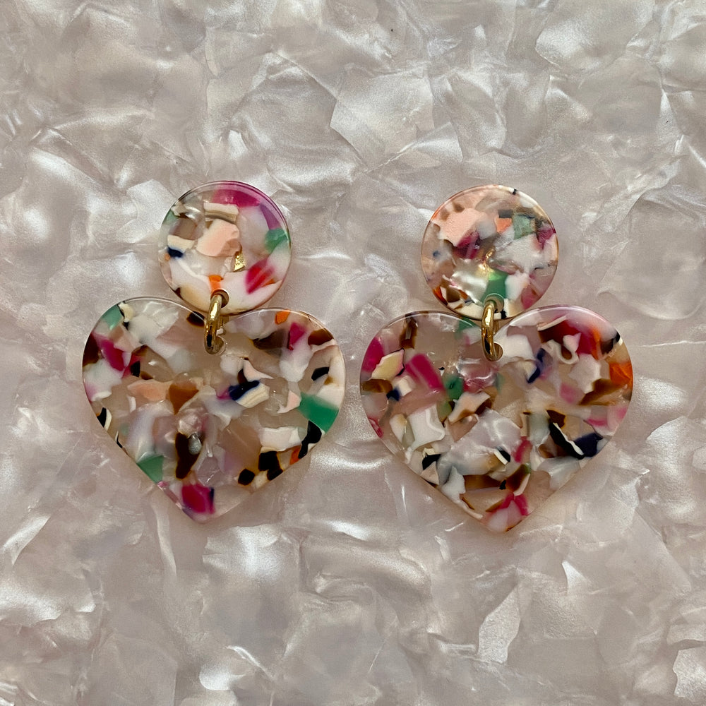 Heart Earrings in Light Multicolor