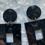 Open Square Drop Earrings in Black