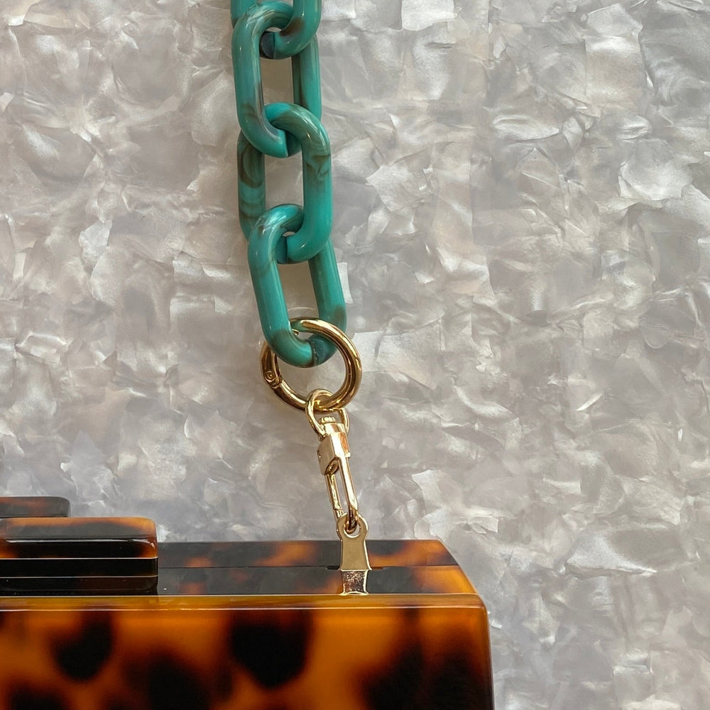 Chain Link Short Acrylic Purse Strap in Turquoise