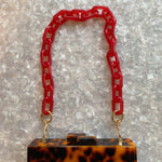 Chain Link Short Acrylic Purse Strap in Cherry