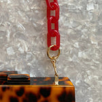 Chain Link Short Acrylic Purse Strap in Cherry