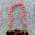 Chain Link Short Acrylic Purse Strap in Bubblegum