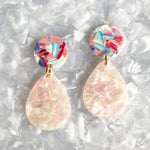 Teardrop Earrings in Pink and White