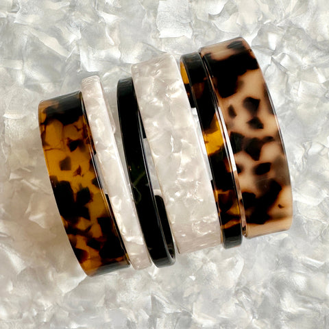 Resin bracelets and cuffs