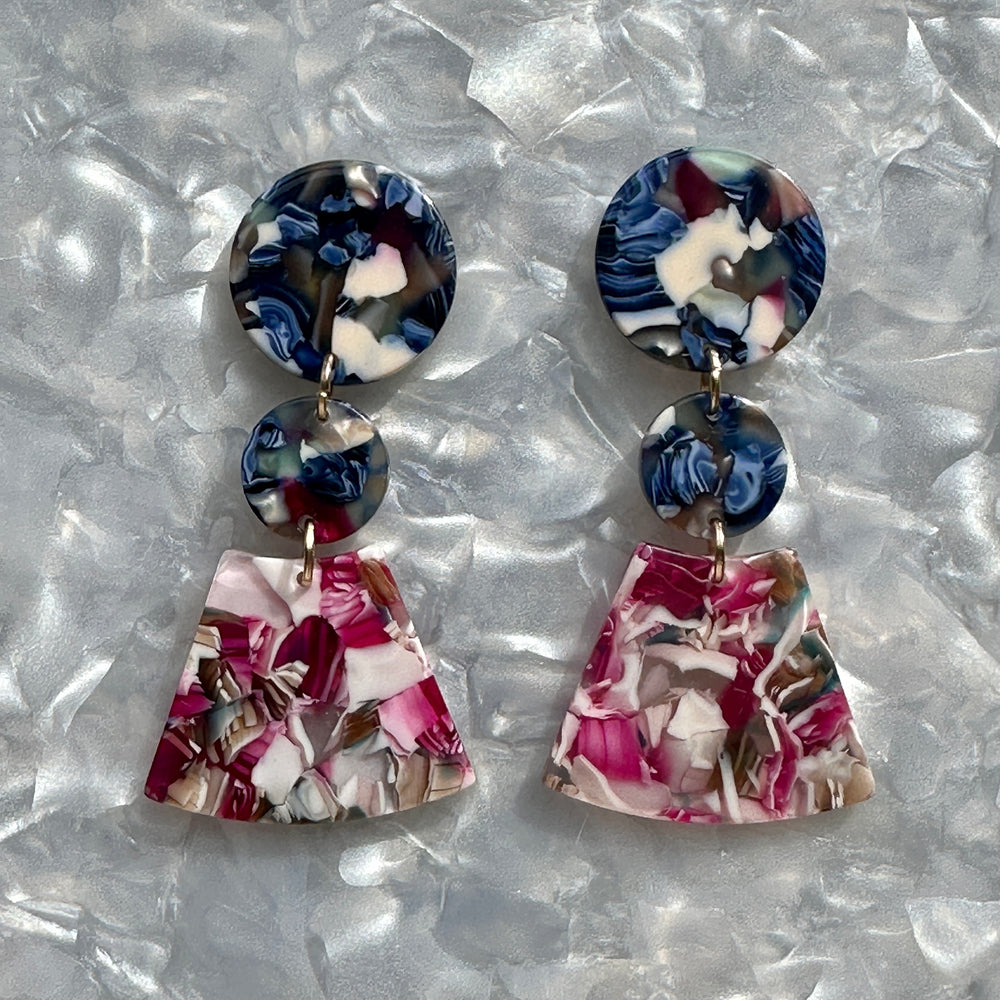 Circle Fan Drop Earrings in Splash of Grenadine