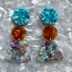 Circle Fan Drop Earrings in Belle Bottom Blues