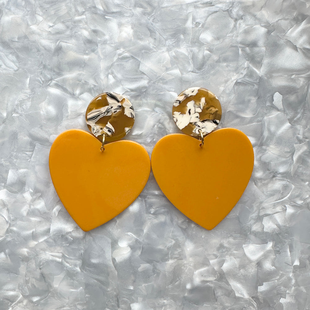 XL Heart Earrings in Bee Mine