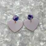 Acrylic Heart Earrings in Lilac You A Lot and deep purple 