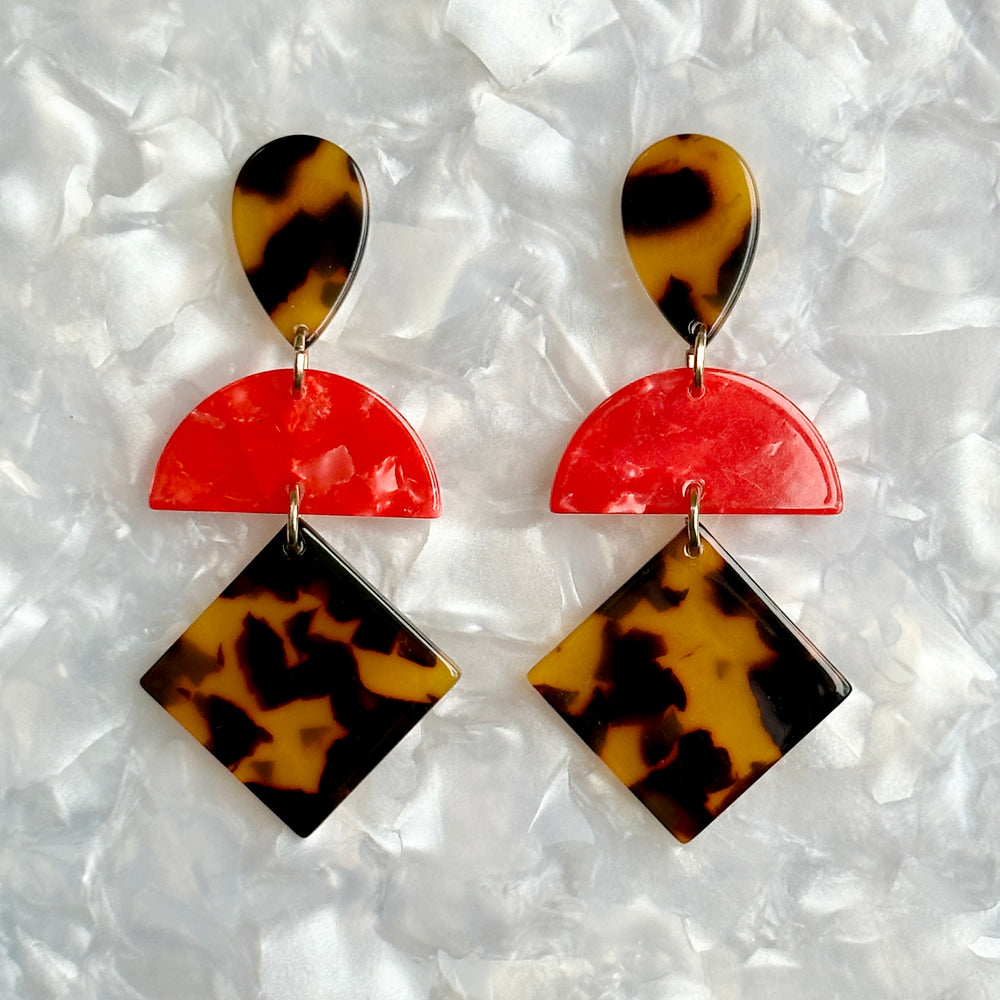 Hemisphere Drop Earrings in Rogue Red