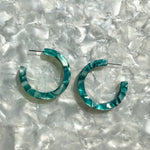 Hoop Earrings in Ocean Glass