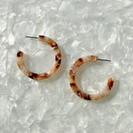 Acrylic Hoop Earrings in cream and brown