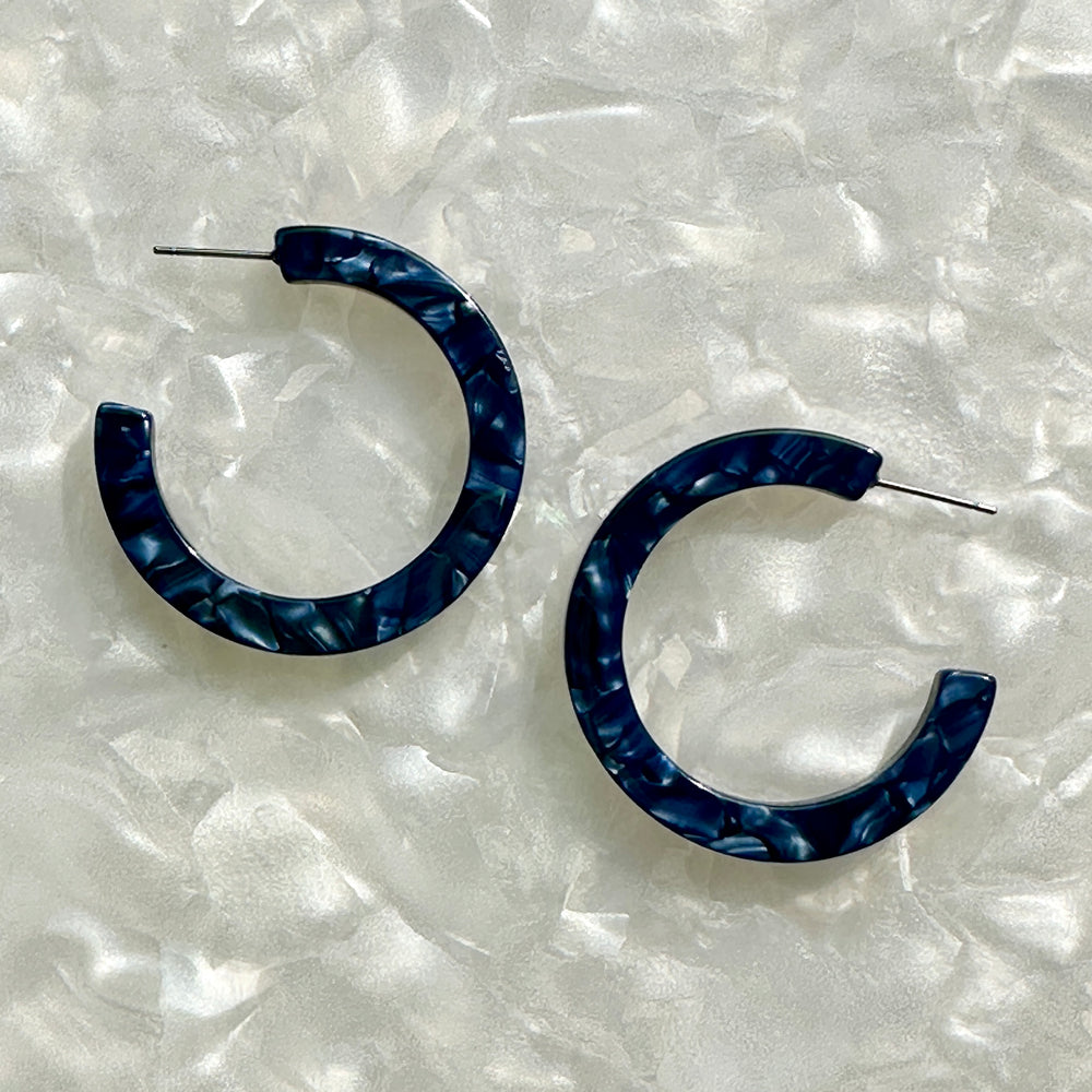 Hoop Earrings in Navy Blue