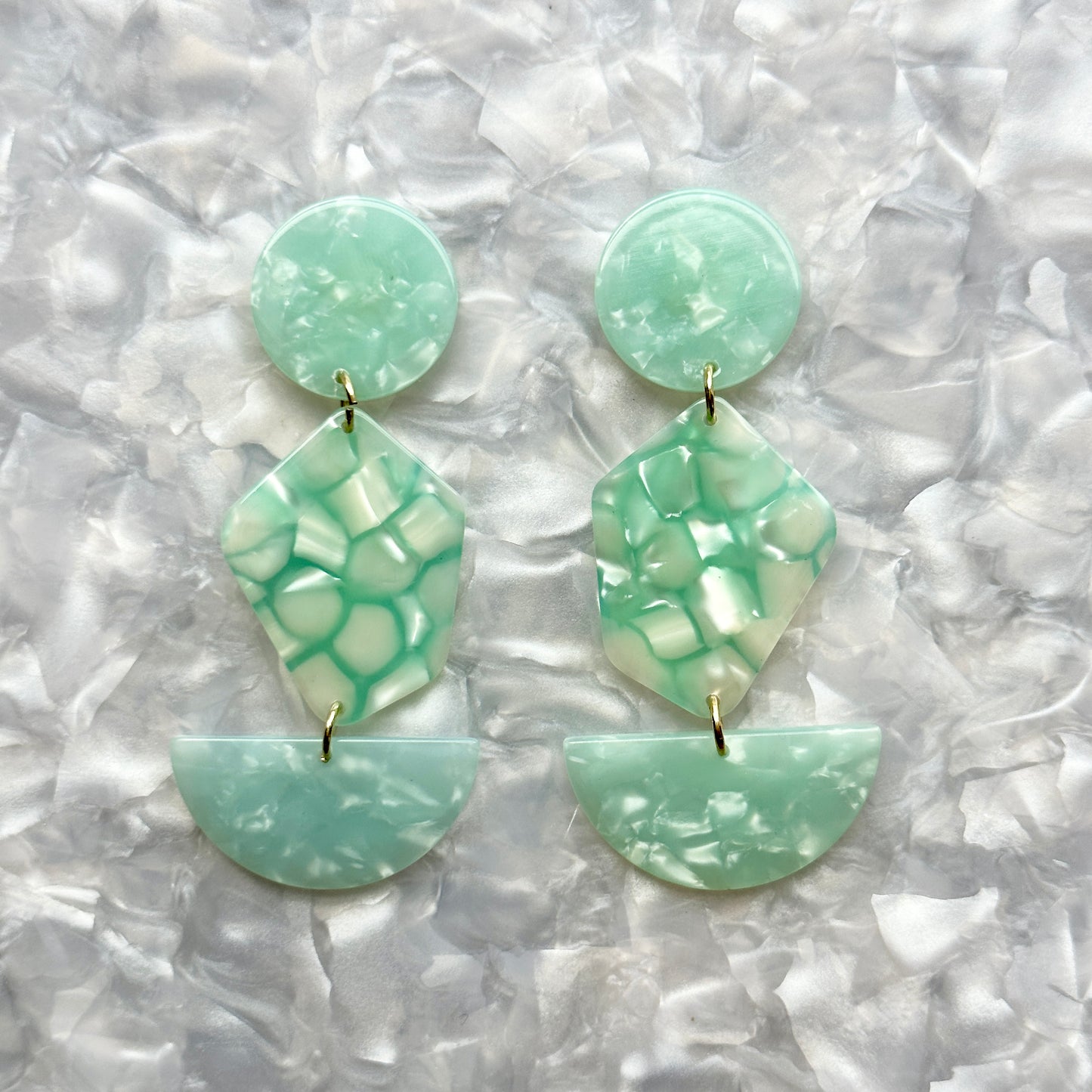 Acrylic Pendulum Drop Earrings in mint green 