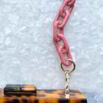 Acrylic Purse Strap in Dusty Mauve pink_close up clasp