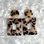 Acrylic Square Drop Earrings in Blonde Tortoise