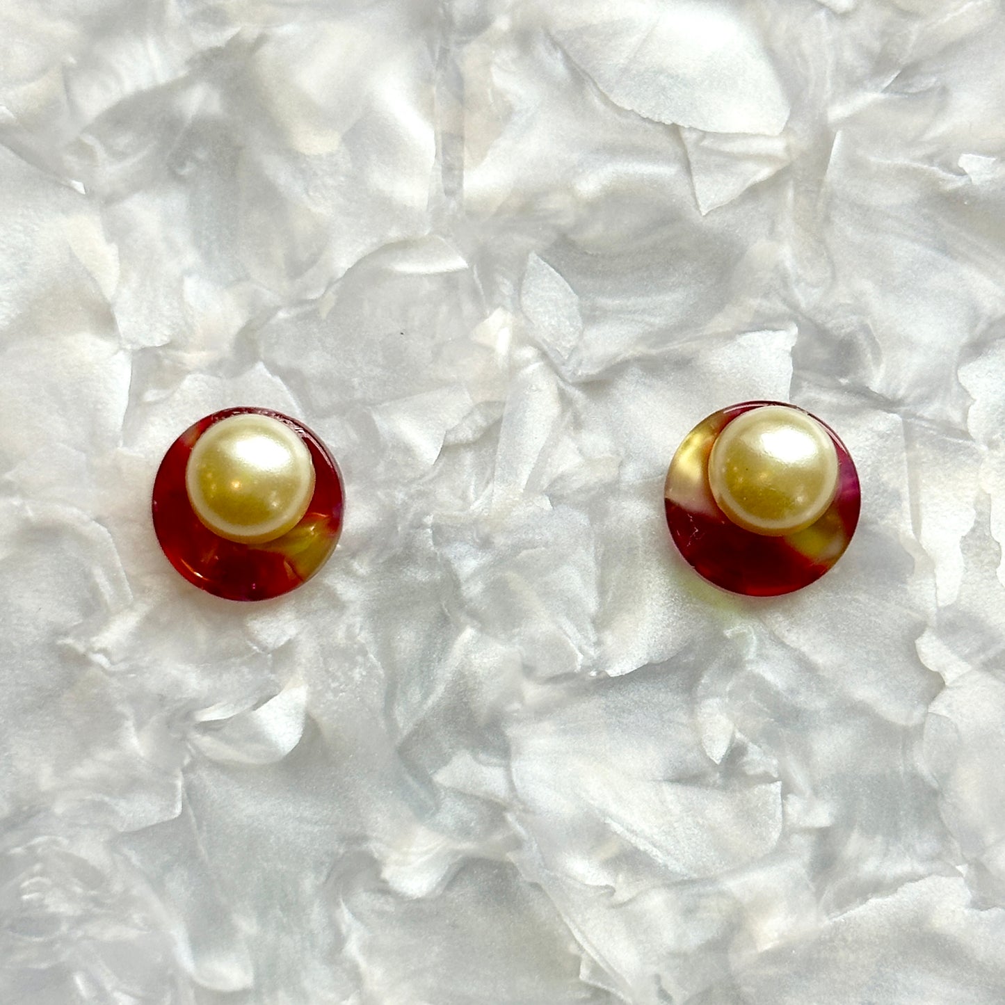 Acrylic Stud earring in red and yellow 