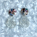 Acrylic Teardrop Earrings in Stars Aligned, clear and light multicolor