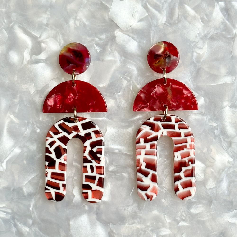 Arch Drop Earrings in Red Hot