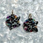 Acrylic convertible hoop earrings in a mix of black and multicolor 