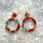 Open Circle Drop Earrings in Red Hot Chili Pepper