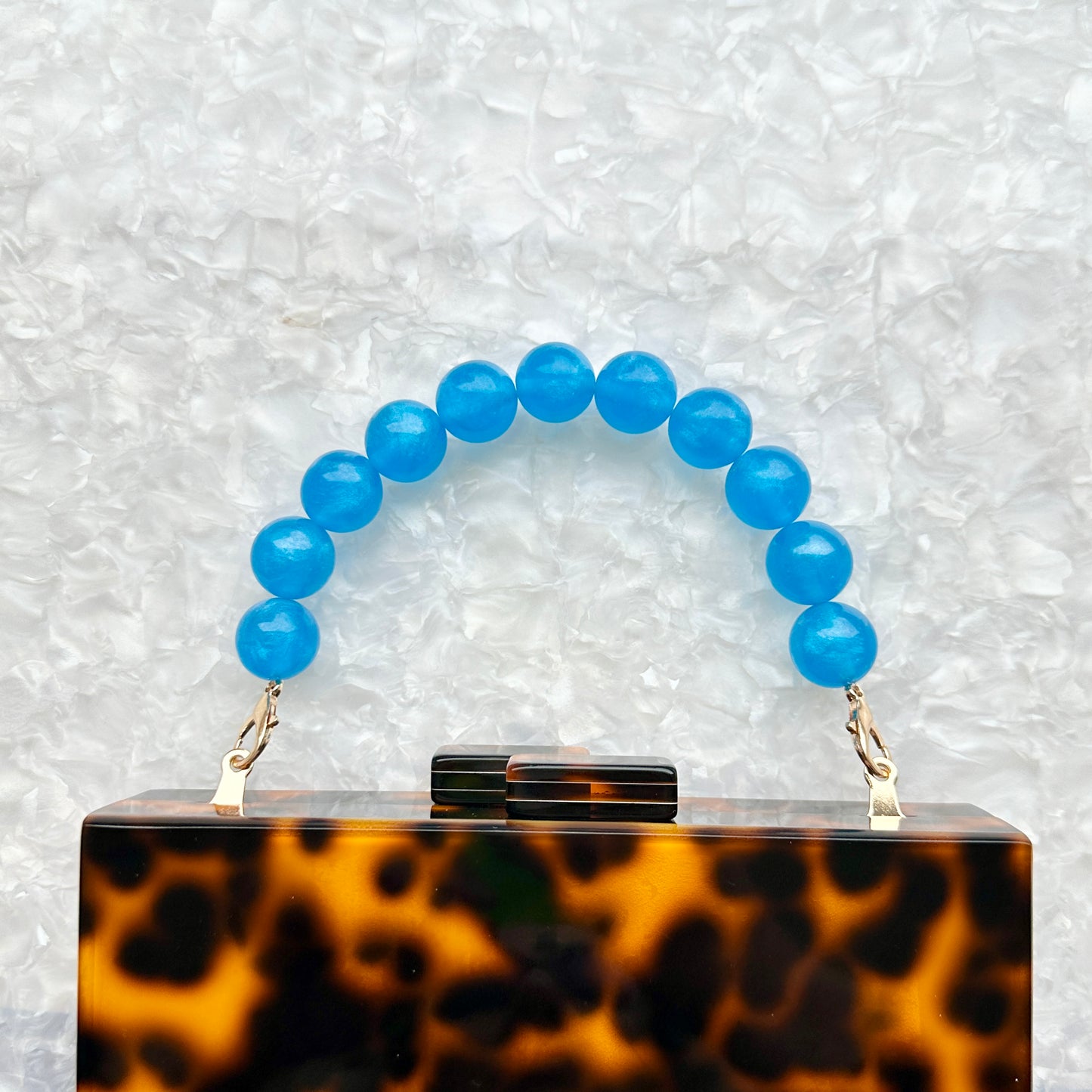 Beaded acrylic Purse Handle in Azure Blue