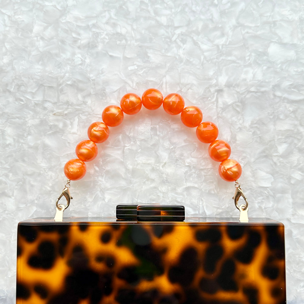 Beaded acrylic Purse Handle in Blaze orange