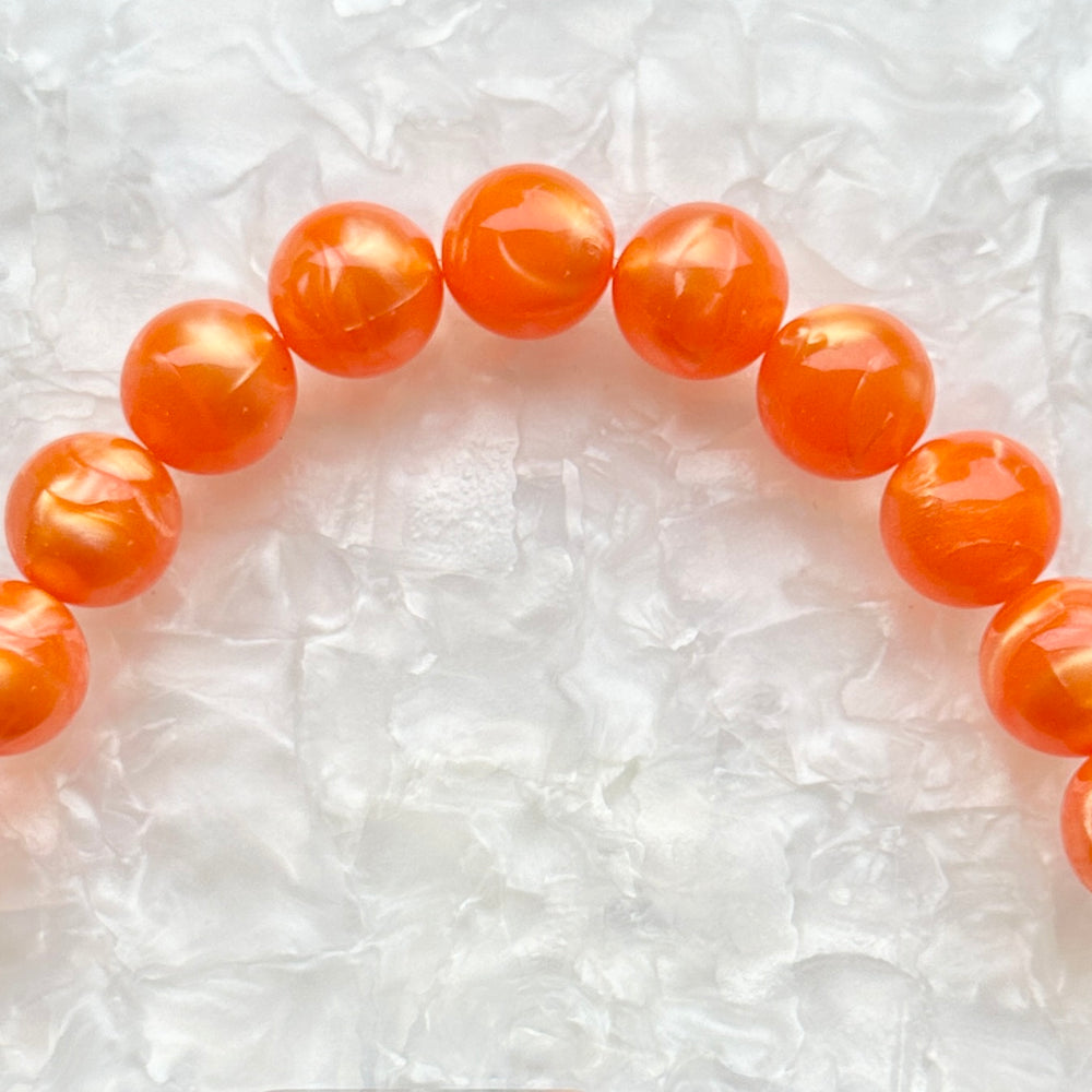 Beaded acrylic Purse Handle in Blaze orange_close up