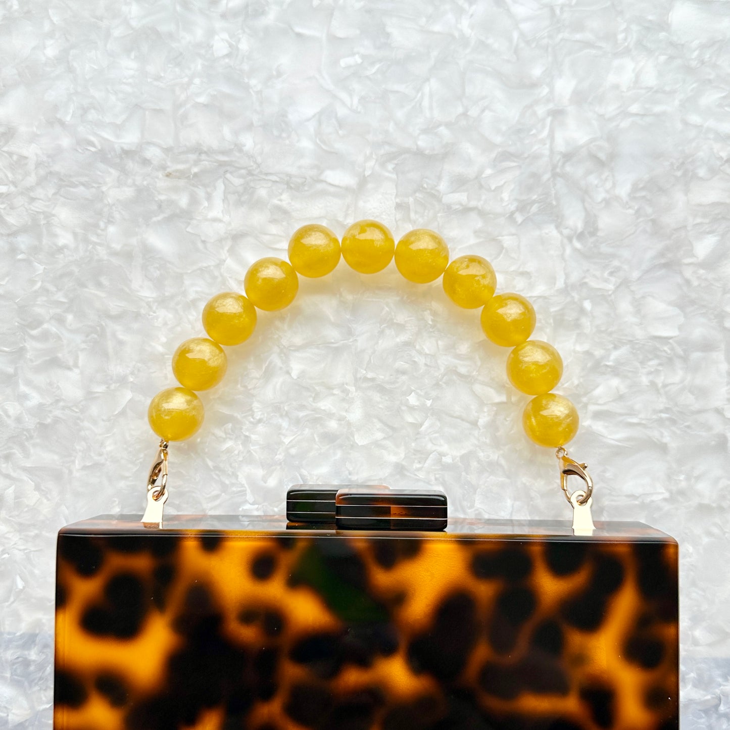 Beaded acrylic Purse Handle in Canary yellow