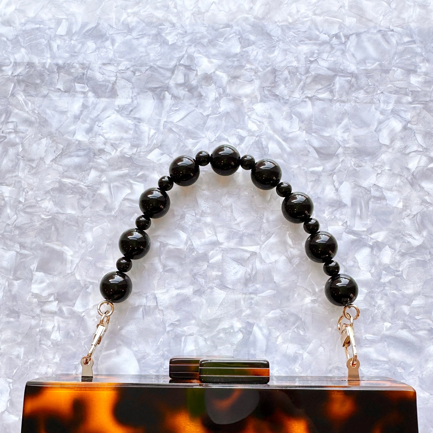 Beaded acrylic Purse Handle in Midnight black