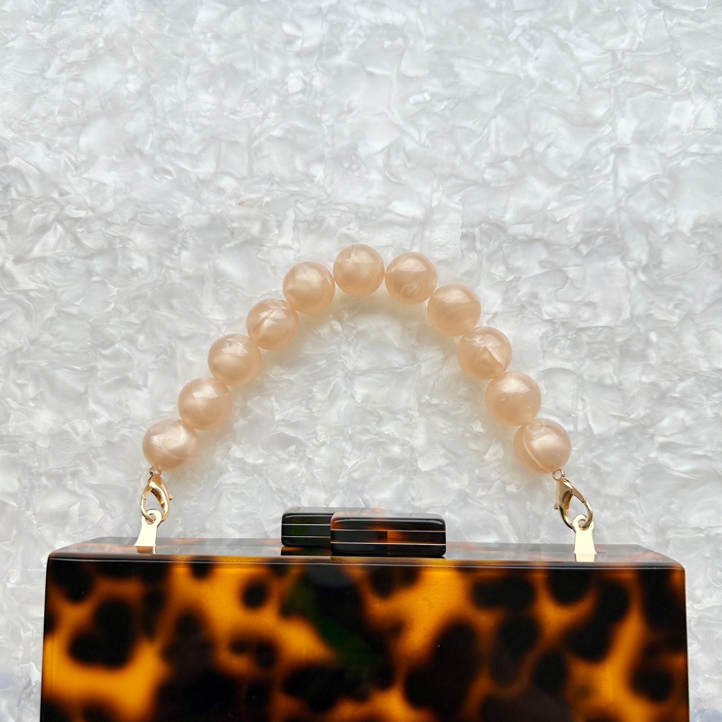 Beaded acrylic Purse Handle in Pearly Beige