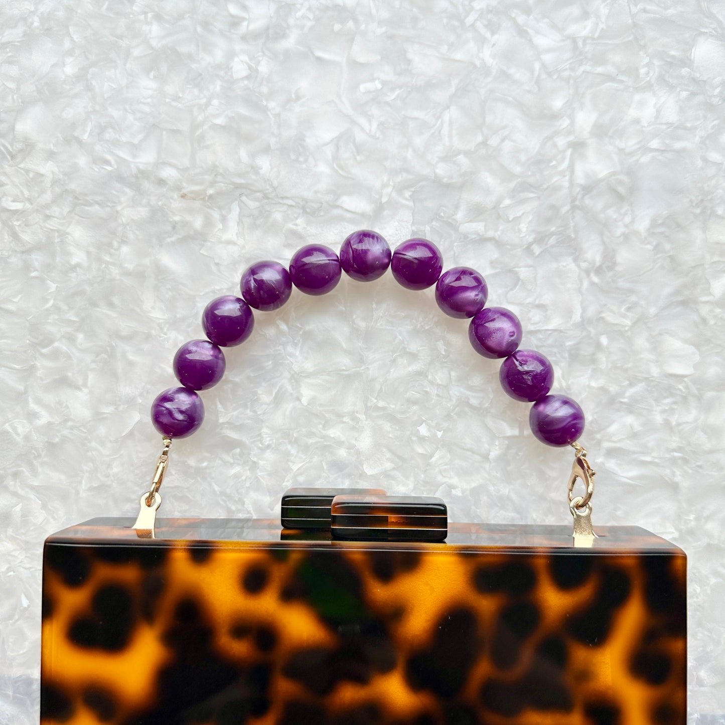 Beaded acrylic Purse Handle in Purple