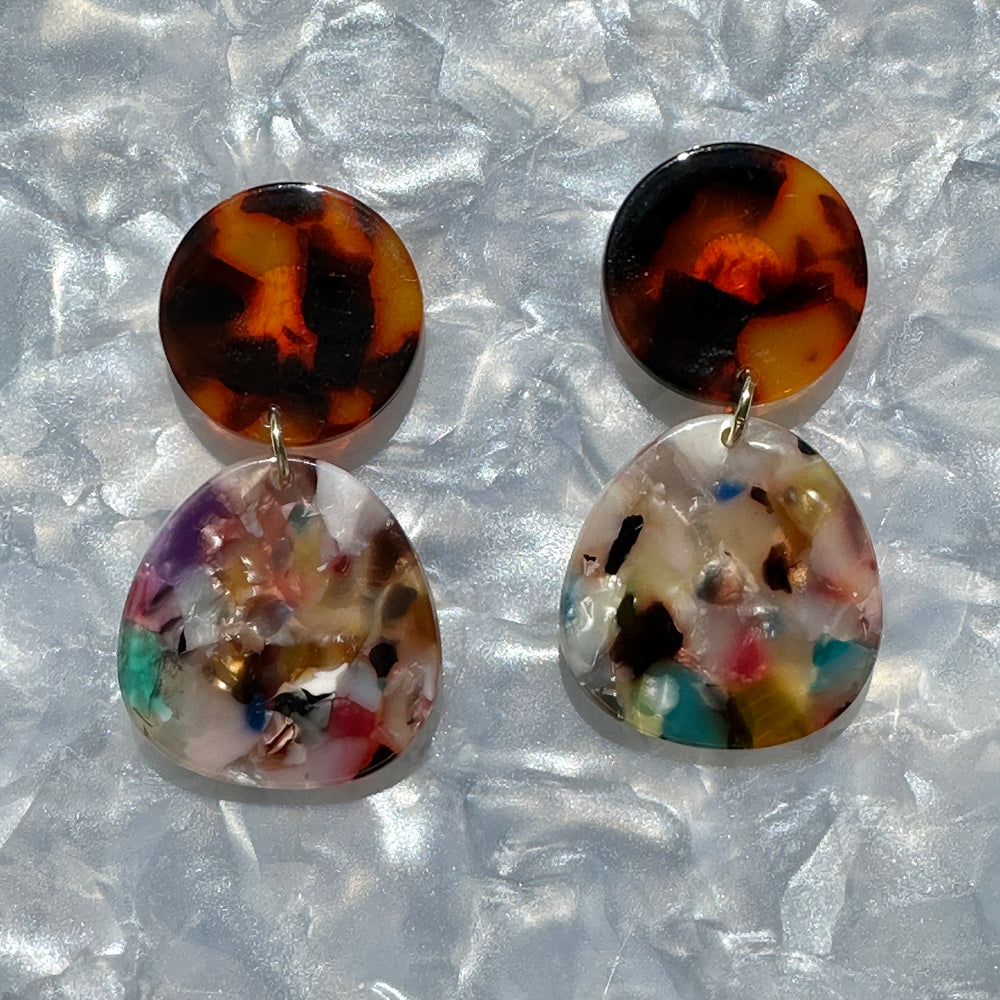 Organic Circle Drop Earrings in Light Multicolor