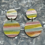 Circle Drop Earrings in Pastel Stripe