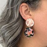 Organic Circle Drop Earrings in Pink Panther
