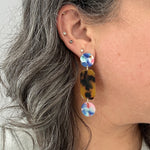 Mini Rectangle and Dot Drop Earrings in Tortoise