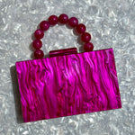 Acrylic Party Box in Magenta with Beaded Handle