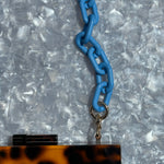 Chain Link Short Acrylic Purse Strap in Cerulean