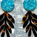 Palm Leaf Drop Earrings in Tortoise with You Do Blue