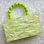 Acrylic Party Box in Celery with Beaded Handle