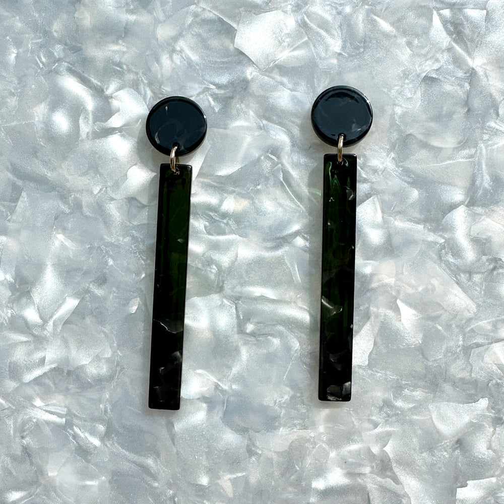 Matchstick Drop Earrings in Black Ore