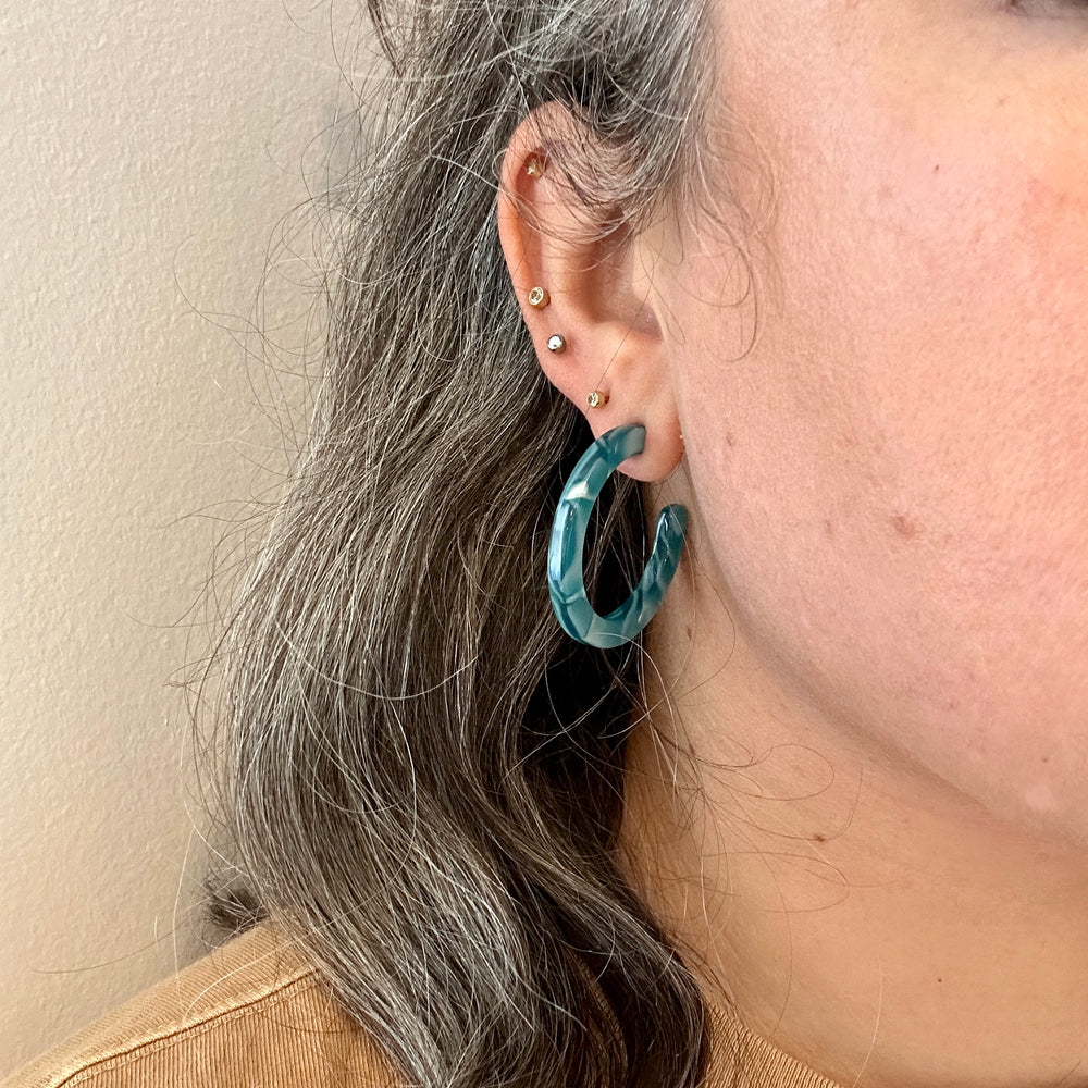 Hoop Earrings in Ocean Glass