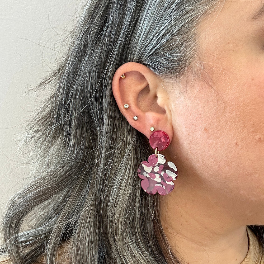 Mini Flower Drop Earrings in Not Red-y Yet