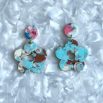Flower Drop Earrings in Blue Rule