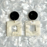 Small Open Square Drop Earrings in Imported Bubbly