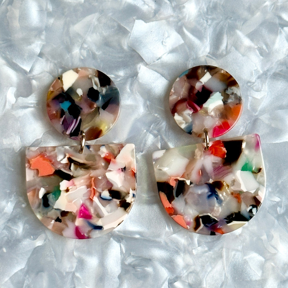 Tab Drop Earrings in Light Multicolor