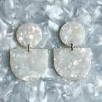 Tab Drop Earrings in White
