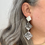 Double Diamond Drop Earrings in London Fog