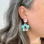 Flower Drop Earrings in Blue Rule